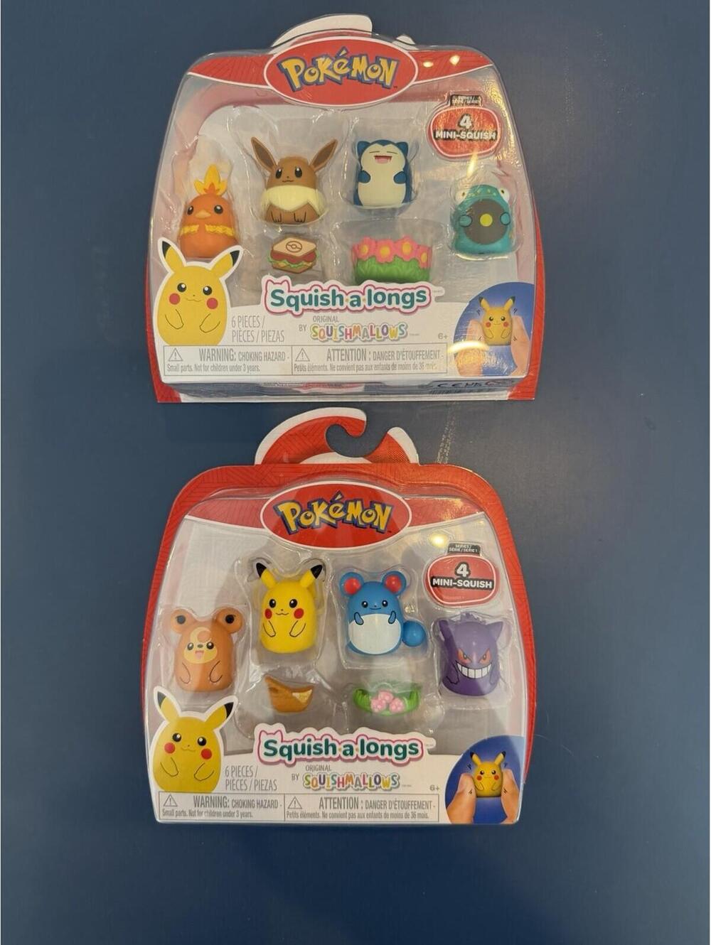 Set Of 2 New Pokémon Squishalongs 4 Mini Squish 6pcs  New Fast Shipping